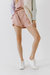 Linen Shorts with Contrast Strap - Pink