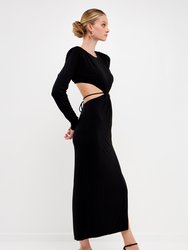 Long Sleeve Open-Back Maxi Dress