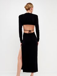 Long Sleeve Open-Back Maxi Dress