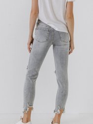 Mid Rise Distressed Ankle Skinny Jeans