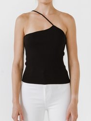 One Shoulder Strap Knit Tank Top