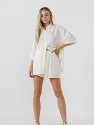 Oversized Linen Shorts - Cream