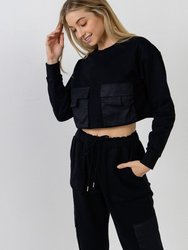 Pockets Detail Cropped Sweatshirt