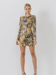 Python Sequin Mini Dress