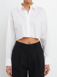 Raw Edge Cropped Shirt