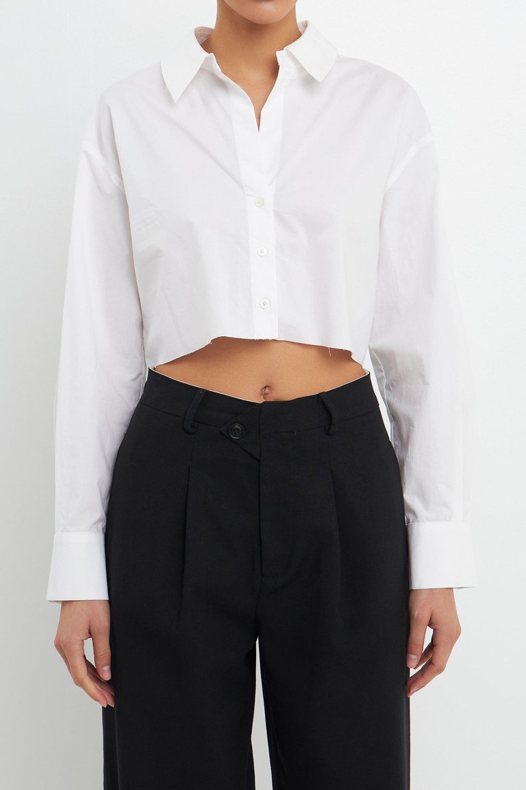 Raw Edge Cropped Shirt