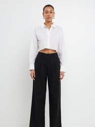 Raw Edge Cropped Shirt - White