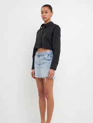 Raw Edge Cropped Shirt