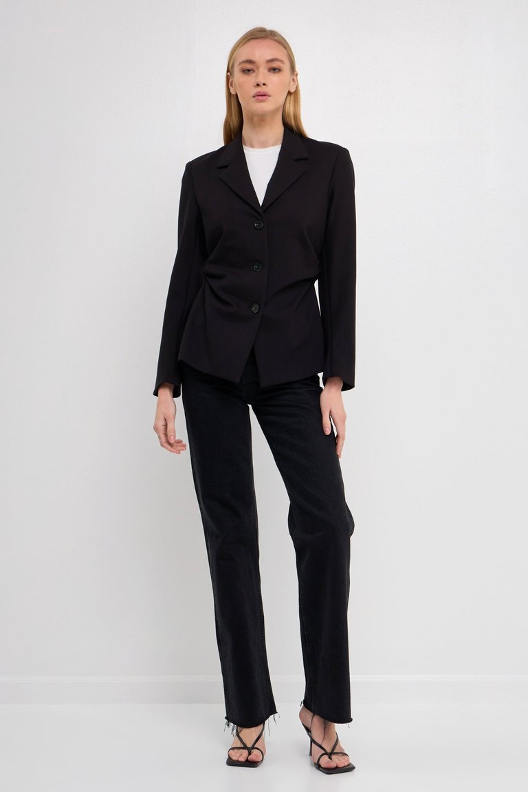 Ruched Blazer - Black