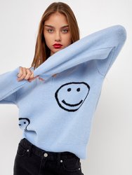 Smile Long Sleeve Sweater - Powder Blue