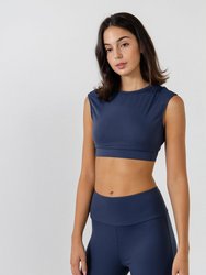 Strappy Back Crop Top - Navy