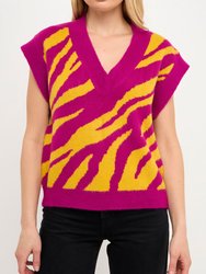 Zebra Striped Sweater Vest