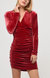 Arya Ruched Velvet Dress In Red