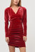 Arya Ruched Velvet Dress In Red - Red