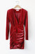 Arya Ruched Velvet Dress In Red