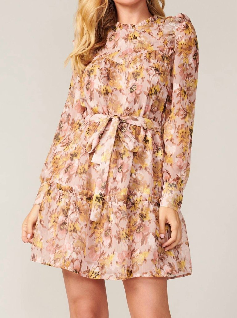 Blake Jacquard Floral Dress In Blush - Blush