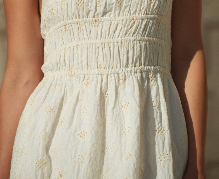 Evelyn Eyelet Midi Dress In White