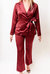 Glenda Satin Trouser In Burgundy - Burgundy