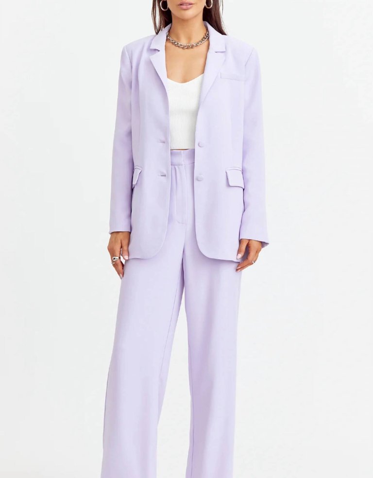 High Rise Wide Leg Trouser In Purple - Purple