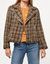 Jeyden Boucle Moto Jacket In Navy/mustard - Navy/mustard