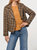 Jeyden Boucle Moto Jacket In Navy/mustard