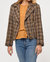 Jeyden Boucle Moto Jacket In Navy/mustard