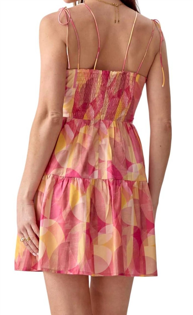 Leti Strappy Teired Mini Dress In Fuchsia Yellow