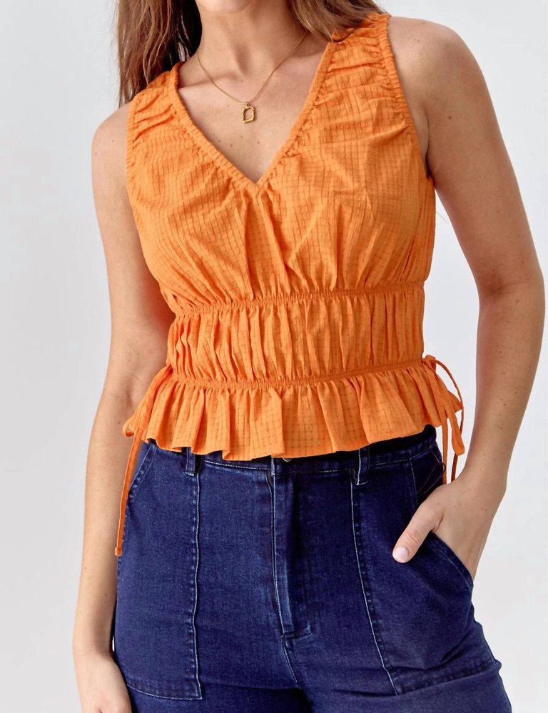 Whitney Textured Top In Orange - Orange