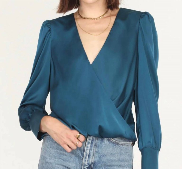 Wrap Front Top Top In Teal - Teal