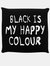 Black Is My Happy Colour Throw Pillow - Black/White (One Size) - Black/White