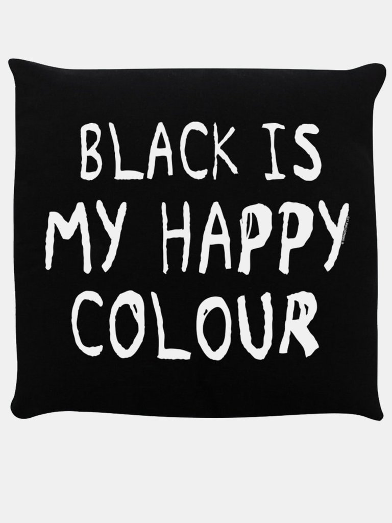 Black Is My Happy Colour Throw Pillow - Black/White (One Size) - Black/White