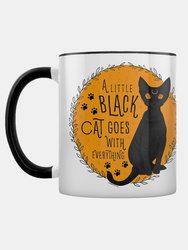 Grindstore A Little Black Cat Goes With Everything Inner Two Tone Mug (White/Black/Yellow) (One Size)