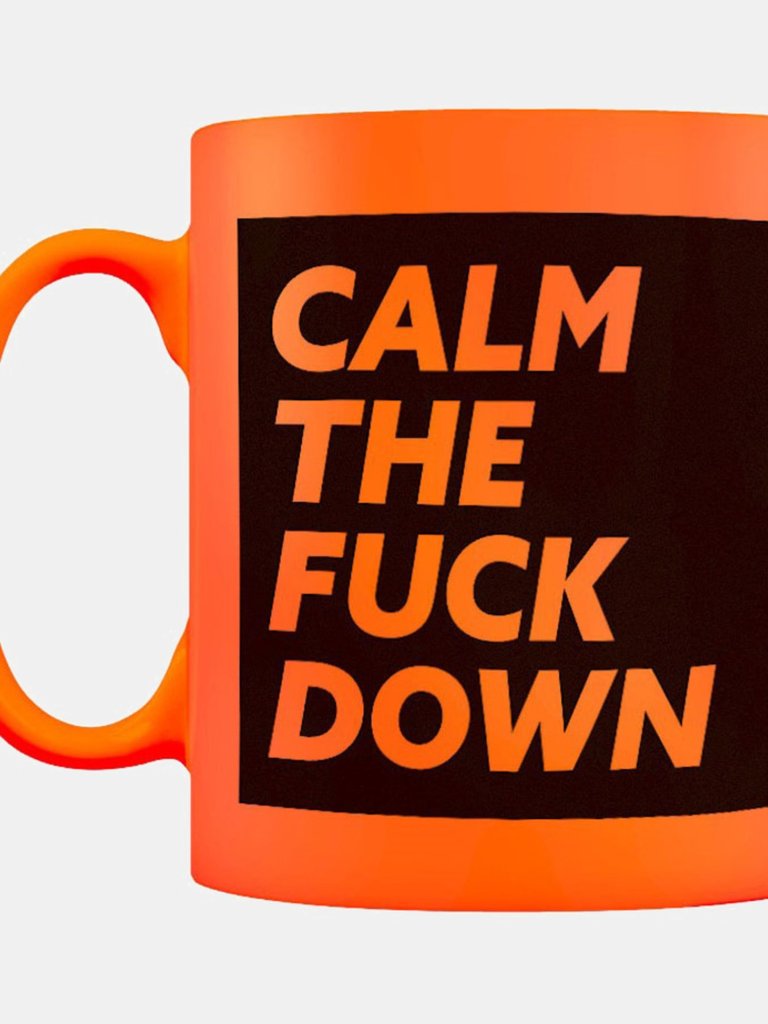 Grindstore Calm The Fuck Down Neon Mug (Orange/Black) (One Size) - Orange/Black