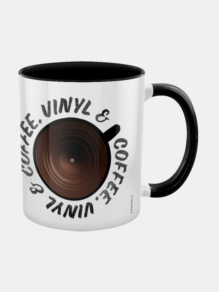 Grindstore Coffee & Vinyl Inner Two Tone Mug (White/Black/Brown) (One Size) - White/Black/Brown