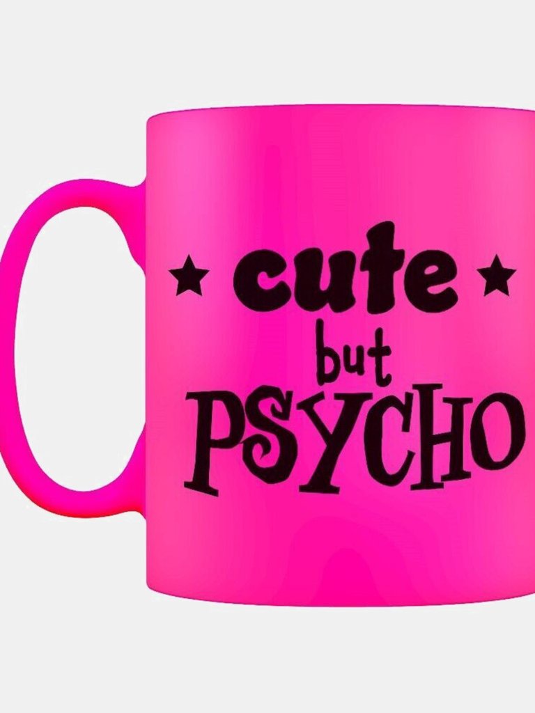 Grindstore Cute But Psycho Neon Mug (Pink/Black) (One Size) - Pink/Black