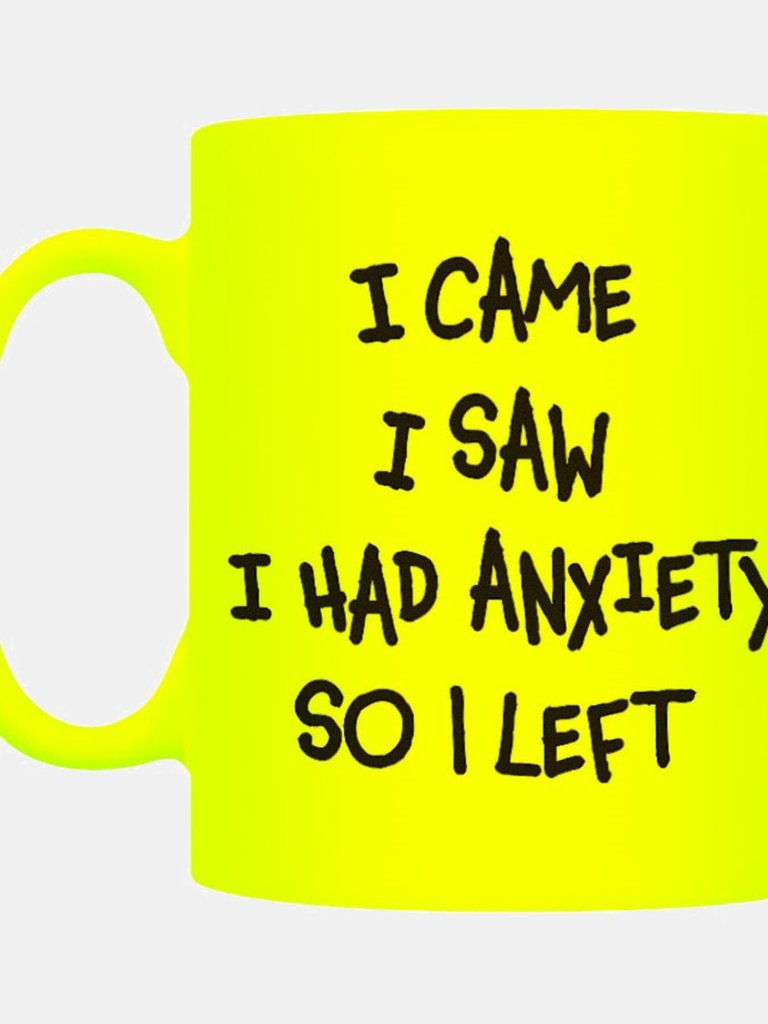 Grindstore I Came I Saw I Had Anxiety So I Left Neon Mug (Yellow/Black) (One Size) - Yellow/Black