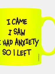 Grindstore I Came I Saw I Had Anxiety So I Left Neon Mug (Yellow/Black) (One Size)
