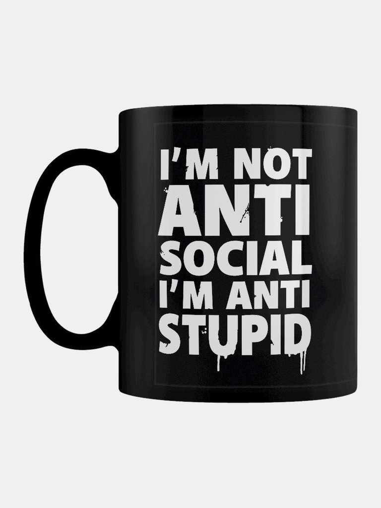 Grindstore I´m Not Anti-Social I´m Anti-Stupid Mug (Black/White) (One Size)