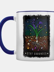 Grindstore Mystical Roots Stay Grounded Inner Two Tone Mug (White/Blue) (One Size) - White/Blue