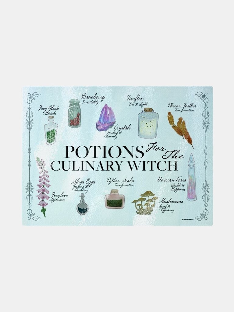 Grindstore Potions For The Culinary Witch Rectangular Chopping Board - Blue/Black