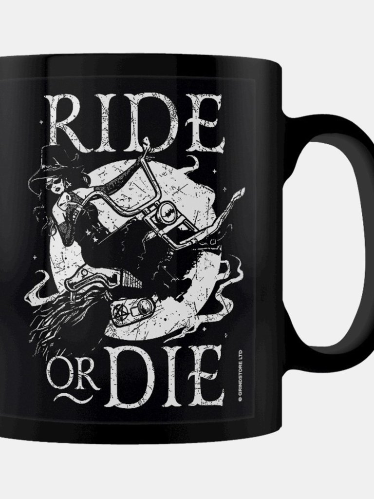 Grindstore Ride Or Die Witch Mug (Black/White) (One Size)