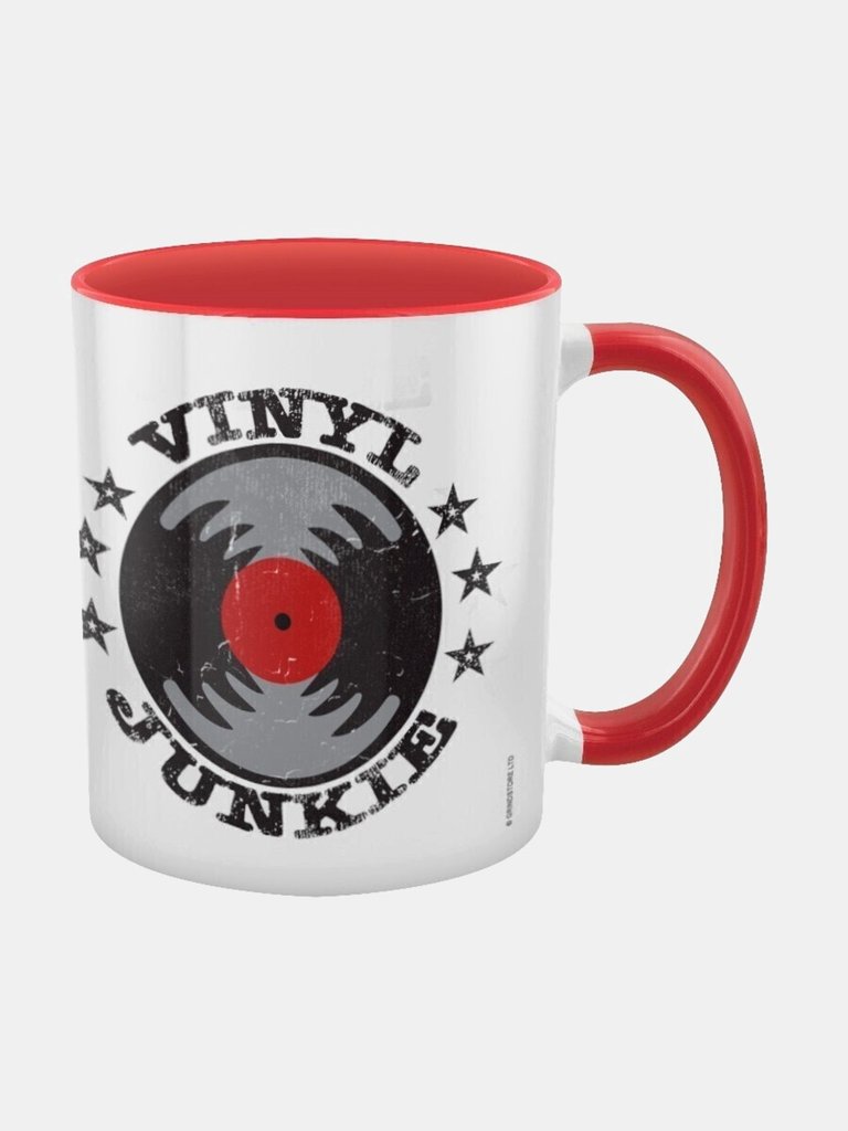 Grindstore Vinyl Junkie Inner Two Tone Mug (White/Red/Black) (One Size) - White/Red/Black