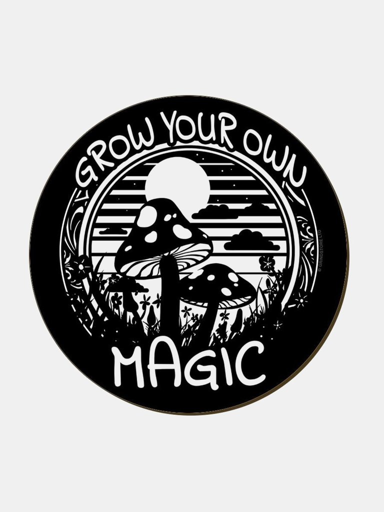 Grow Your Own Magic Mushrooms Coaster - One Size - Black