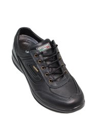 Mens Airwalker Leather Walking Shoes - Black - Black