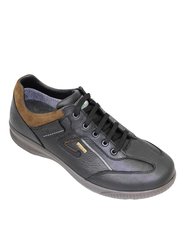 Mens Arran Leather Walking Shoes - Black - Black