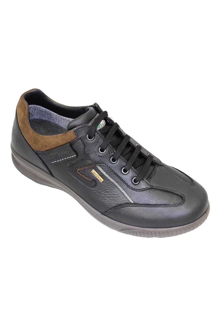 Mens Arran Leather Walking Shoes - Black - Black