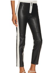 The Leather Moto Pant In Black/white