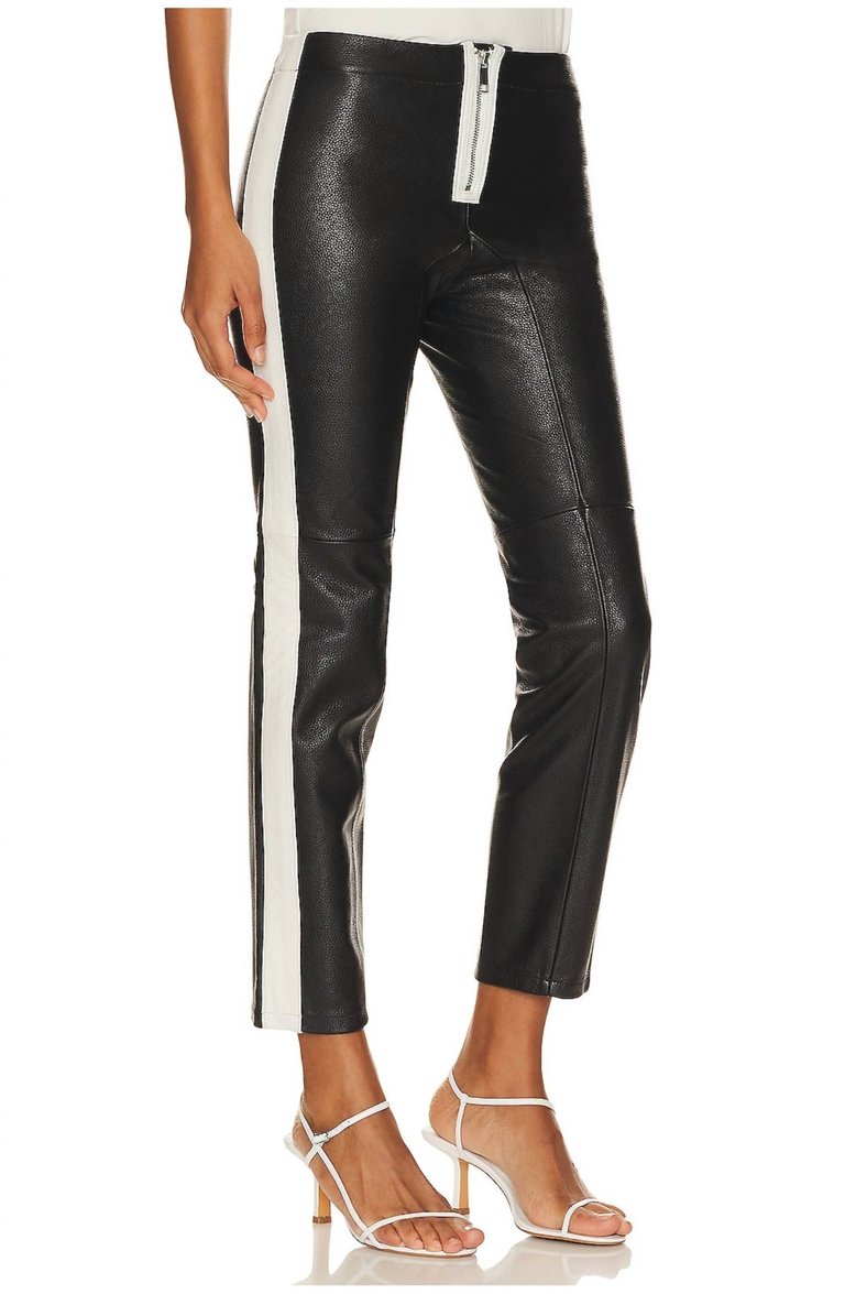 The Leather Moto Pant In Black/white