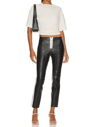 The Leather Moto Pant In Black/white - Black/White