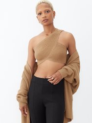 One Shoulder Knit Bralette Sweater - Warm Maple
